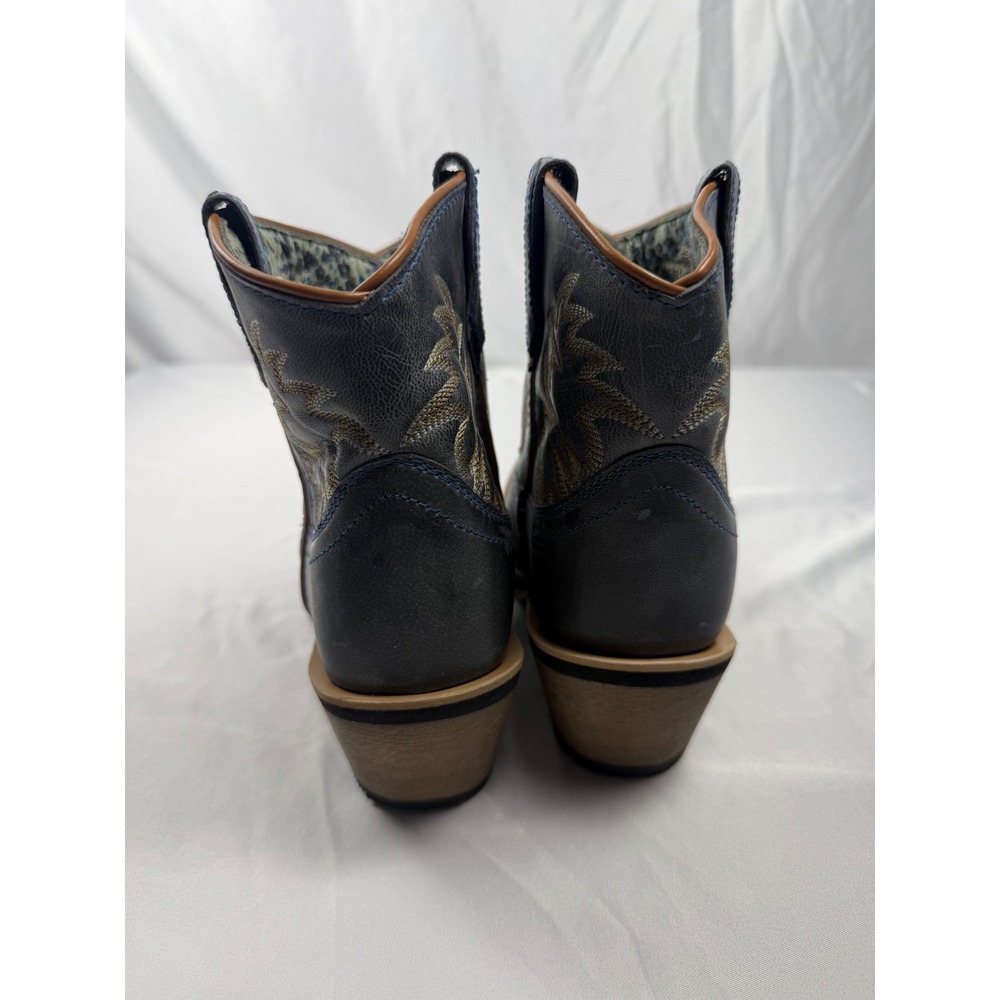 Laredo Women's 8.5 M Blue Leather Western Cowboy Ankle Boots Embroidered - Picture 3 of 10